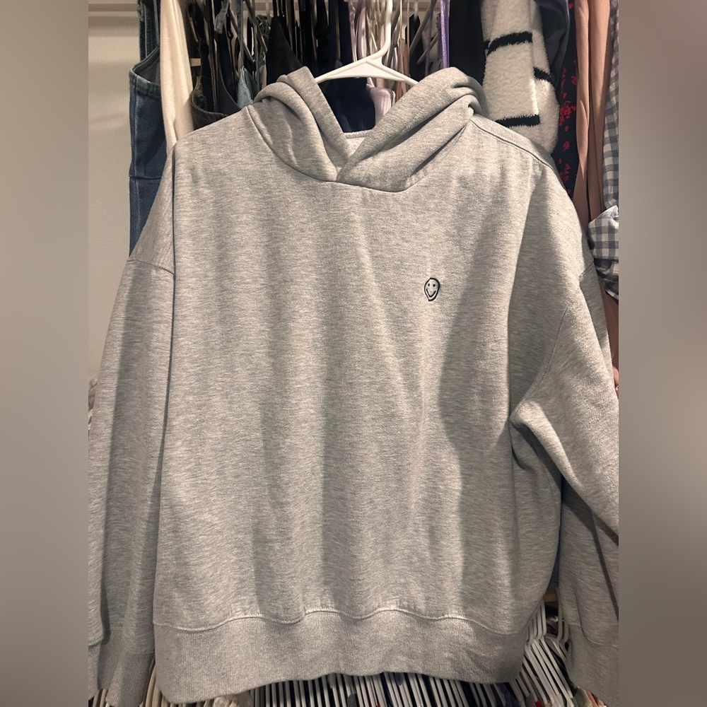 Gray smiley hoodie Small